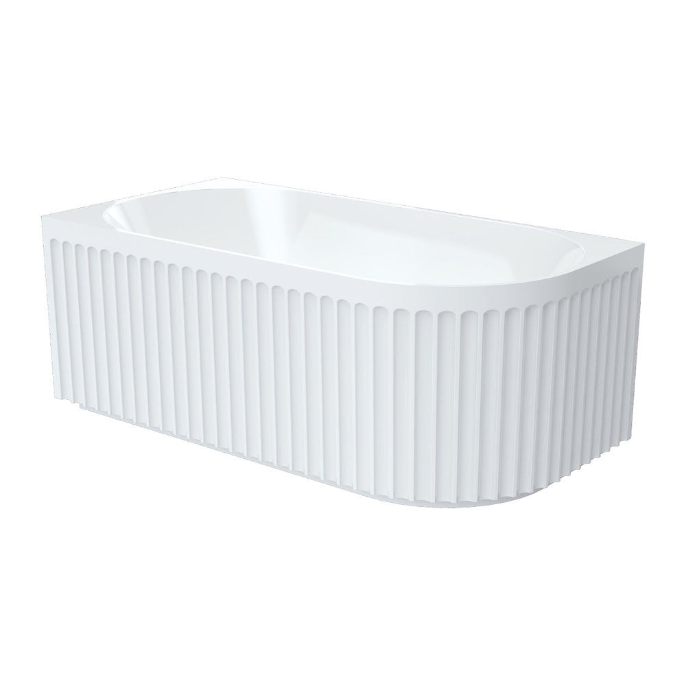 Fienza Eleanor Fluted Right-Hand 1500mm Acrylic Corner Bath Gloss White
