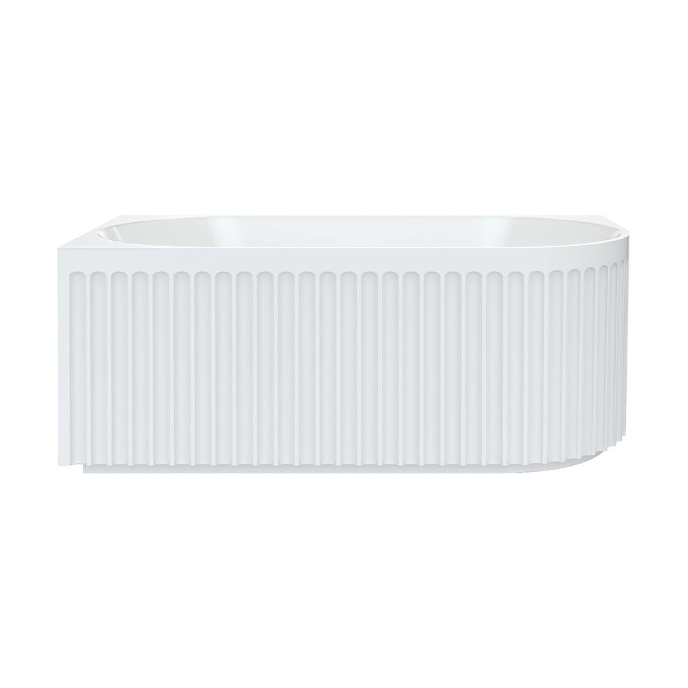 Fienza Eleanor Fluted Right-Hand 1500mm Acrylic Corner Bath Gloss White