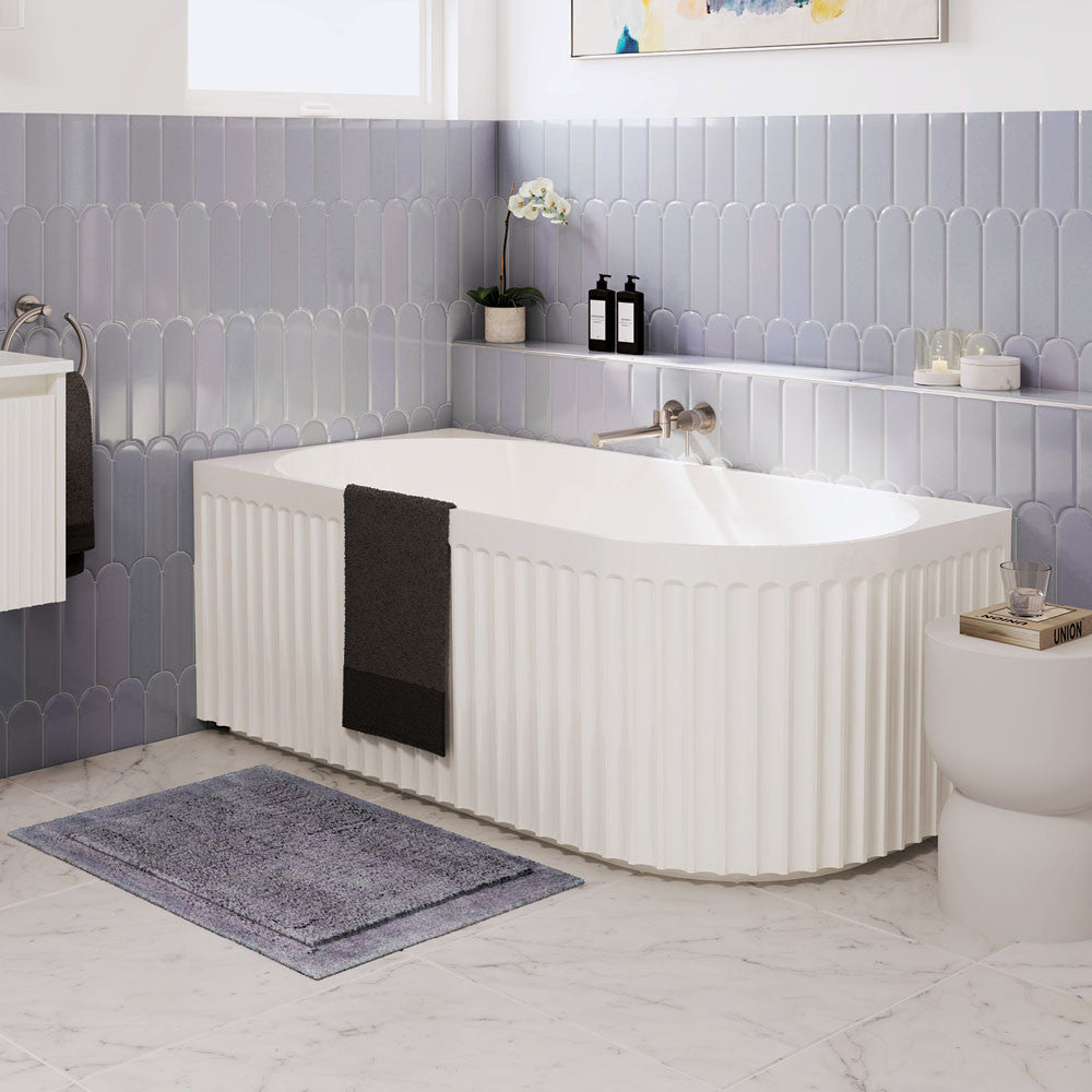 Fienza Eleanor Fluted Right-Hand 1500mm Acrylic Corner Bath Gloss White