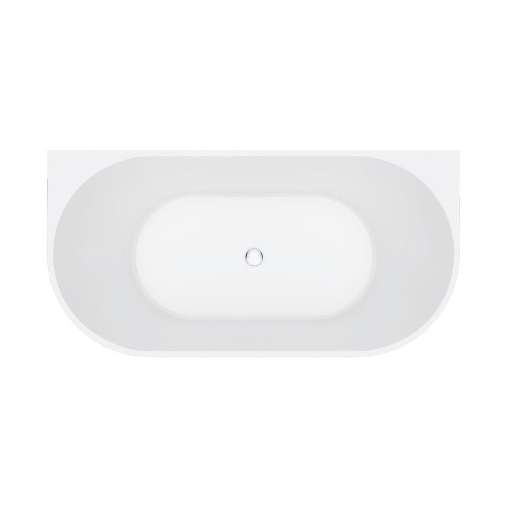 Fienza Eleanor Fluted Back To Wall Acrylic Bath 1500mm Gloss White
