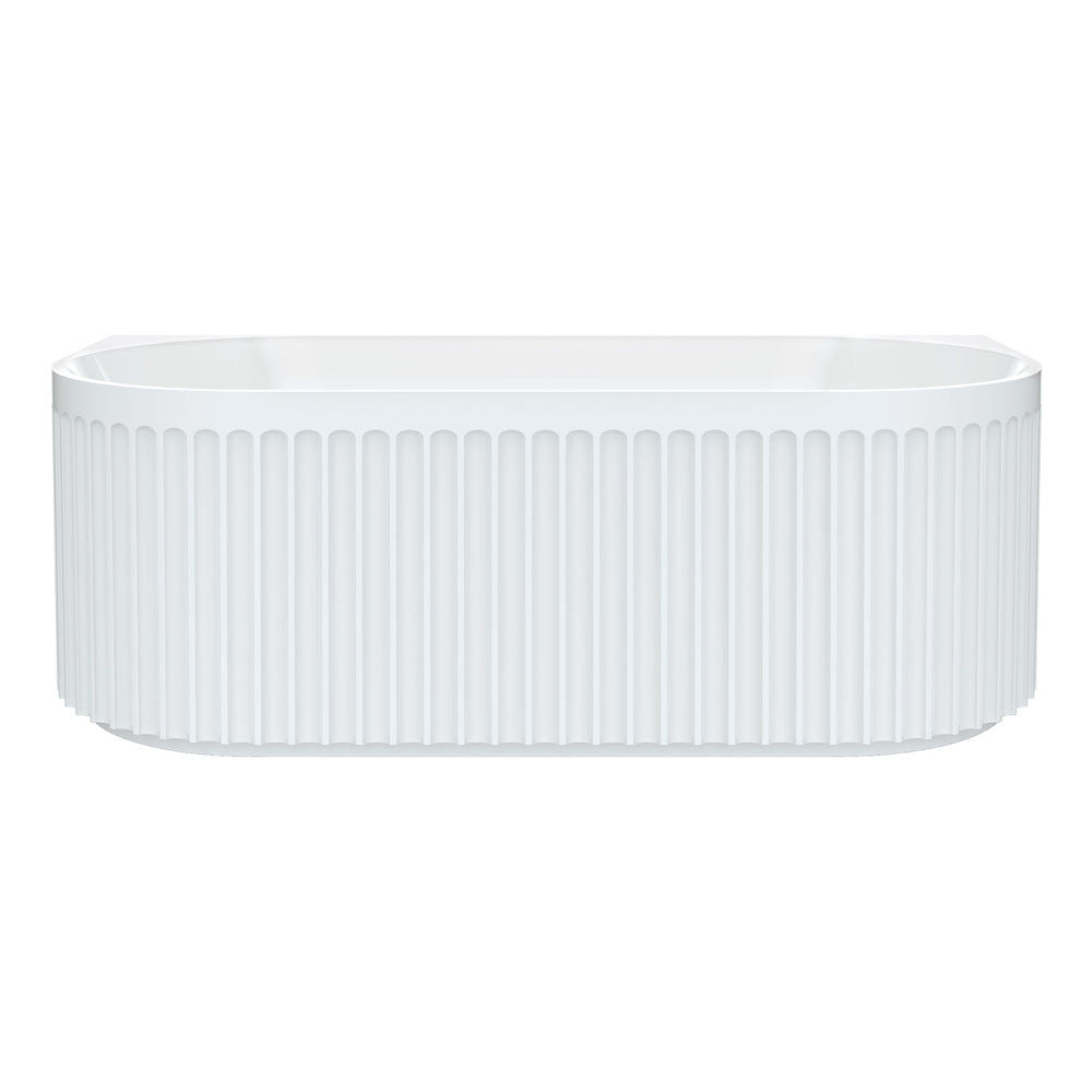 Fienza Eleanor Fluted Back To Wall Acrylic Bath 1700mm Gloss White