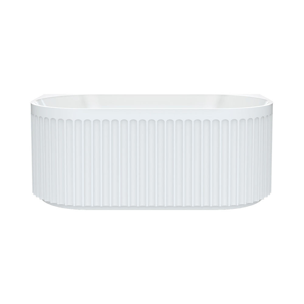 Fienza Eleanor Fluted Back To Wall Acrylic Bath 1500mm Gloss White