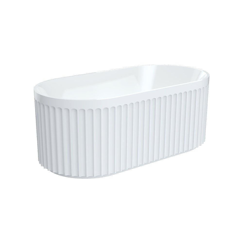 Fienza Eleanor Fluted Freestanding Acrylic Bath 1500mm Gloss White