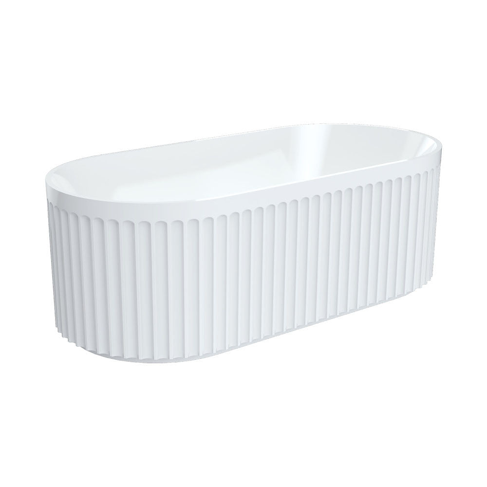 Fienza Eleanor Fluted Freestanding Acrylic Bath 1700mm Gloss White