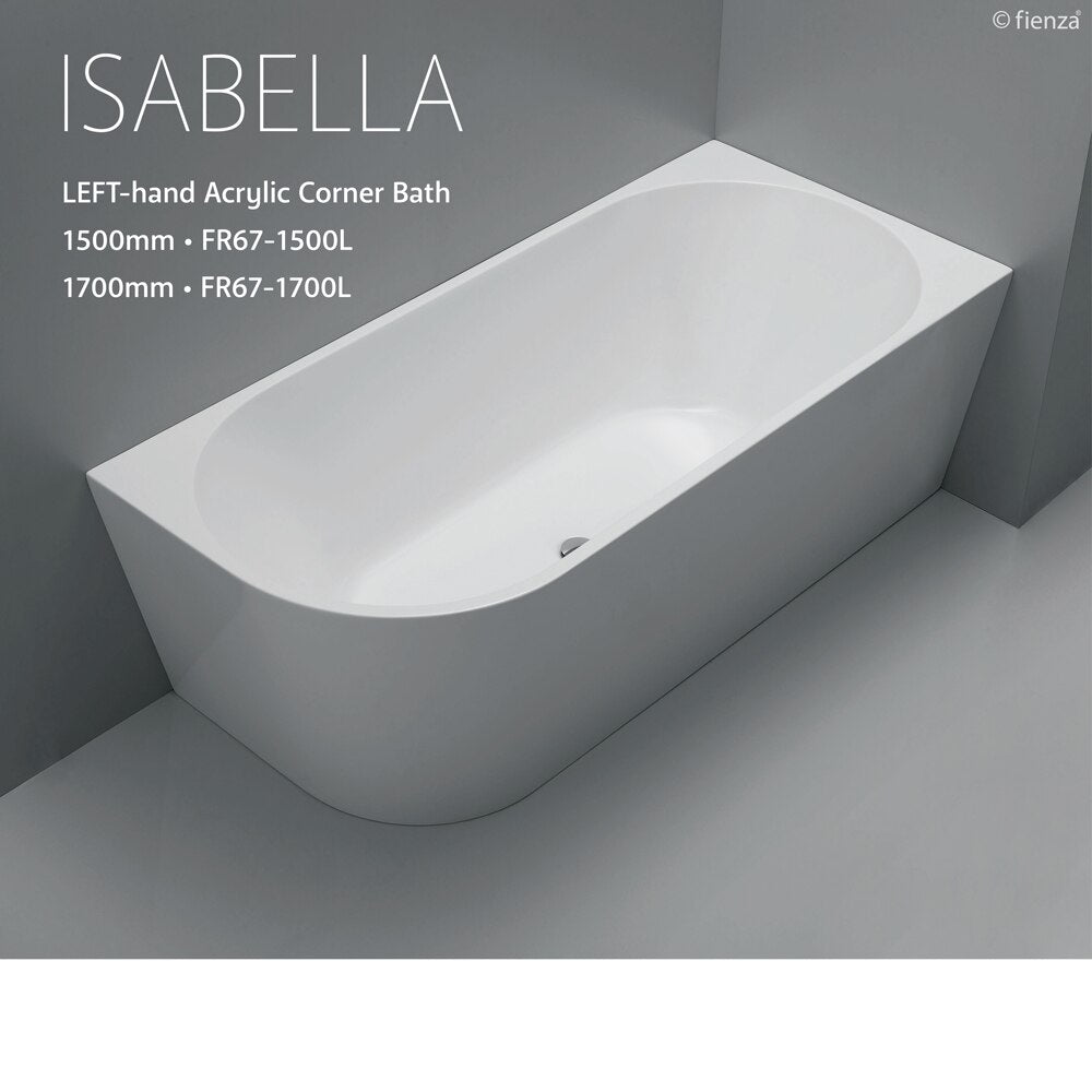 Fienza Isabella 1700mm Left Hand Corner Bath Gloss White