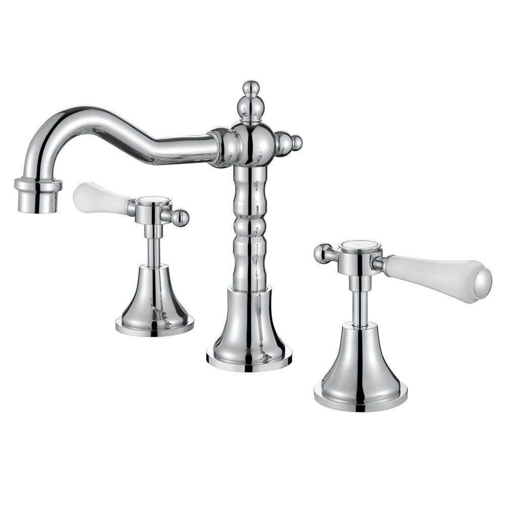 Fienza Lillian Lever Basin Set, Chrome White Handle