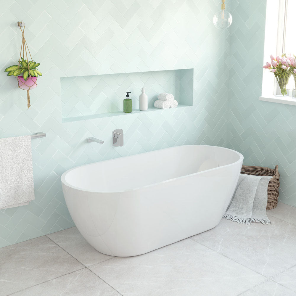 Fienza Koko Matte White 1680mm Freestanding Acrylic Bath