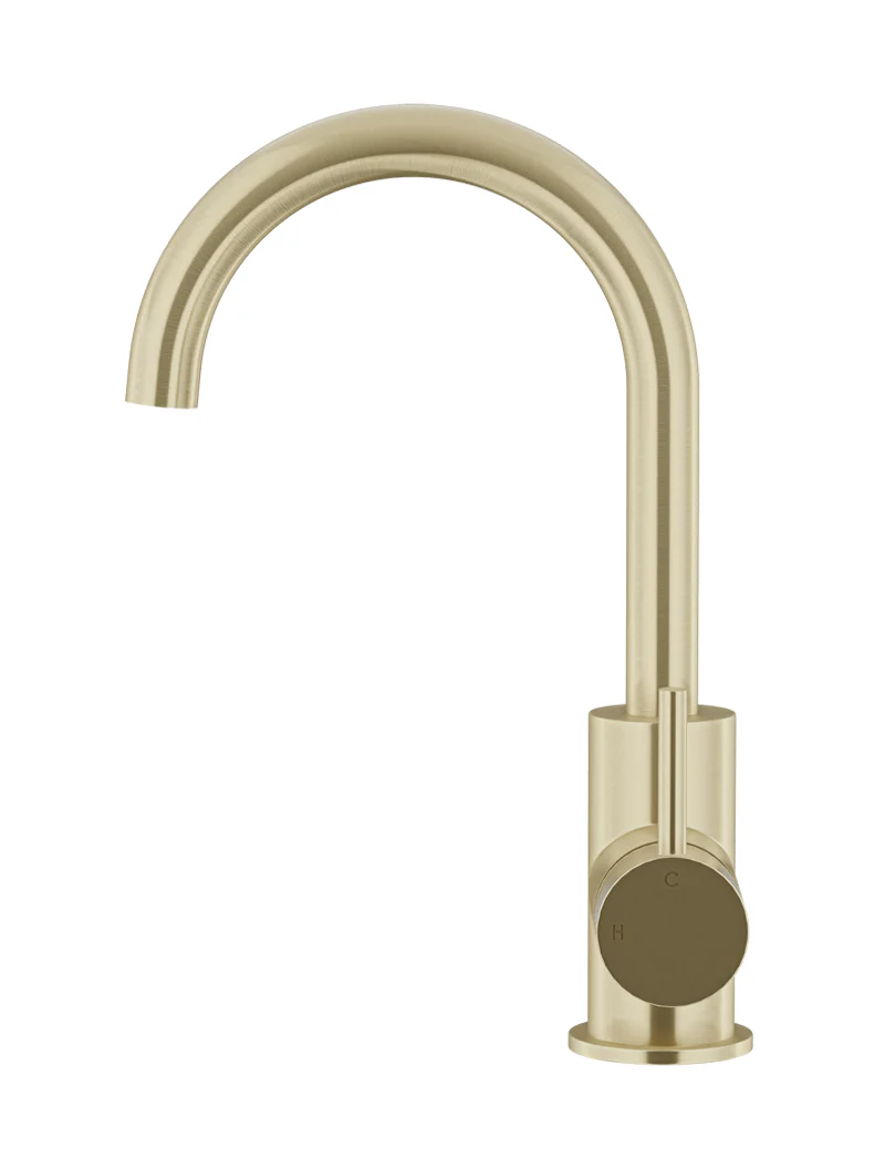Meir Round Gooseneck Basin Mixer, Tiger Bronze
