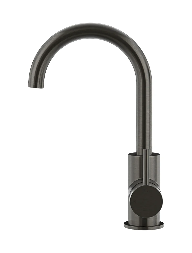Meir Round Gooseneck Basin Mixer, Shadow