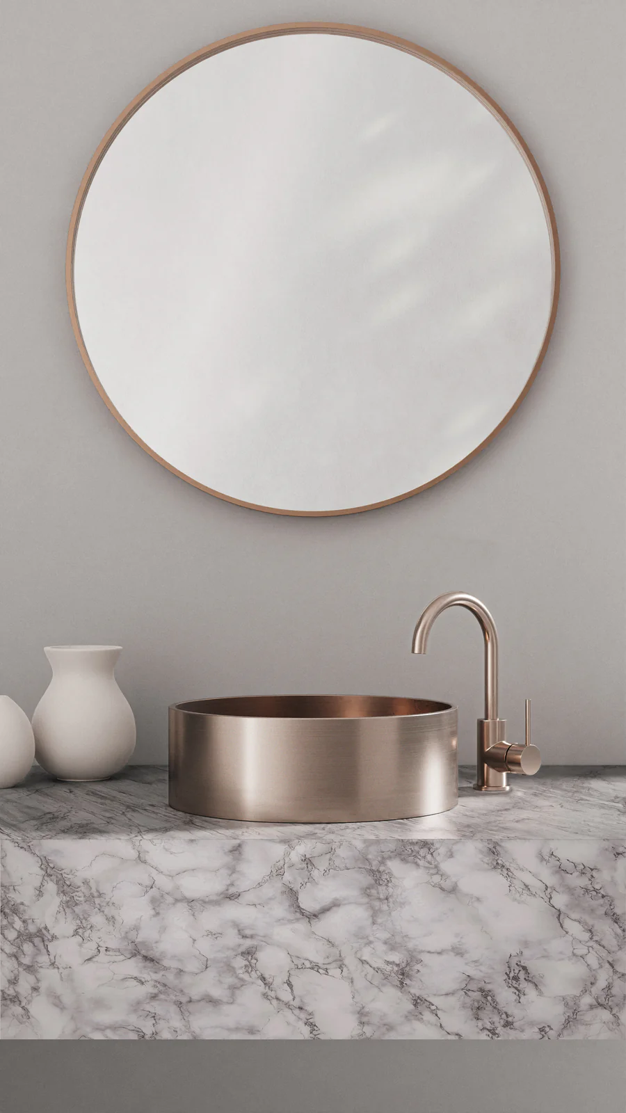 Meir Round Gooseneck Basin Mixer, Champagne