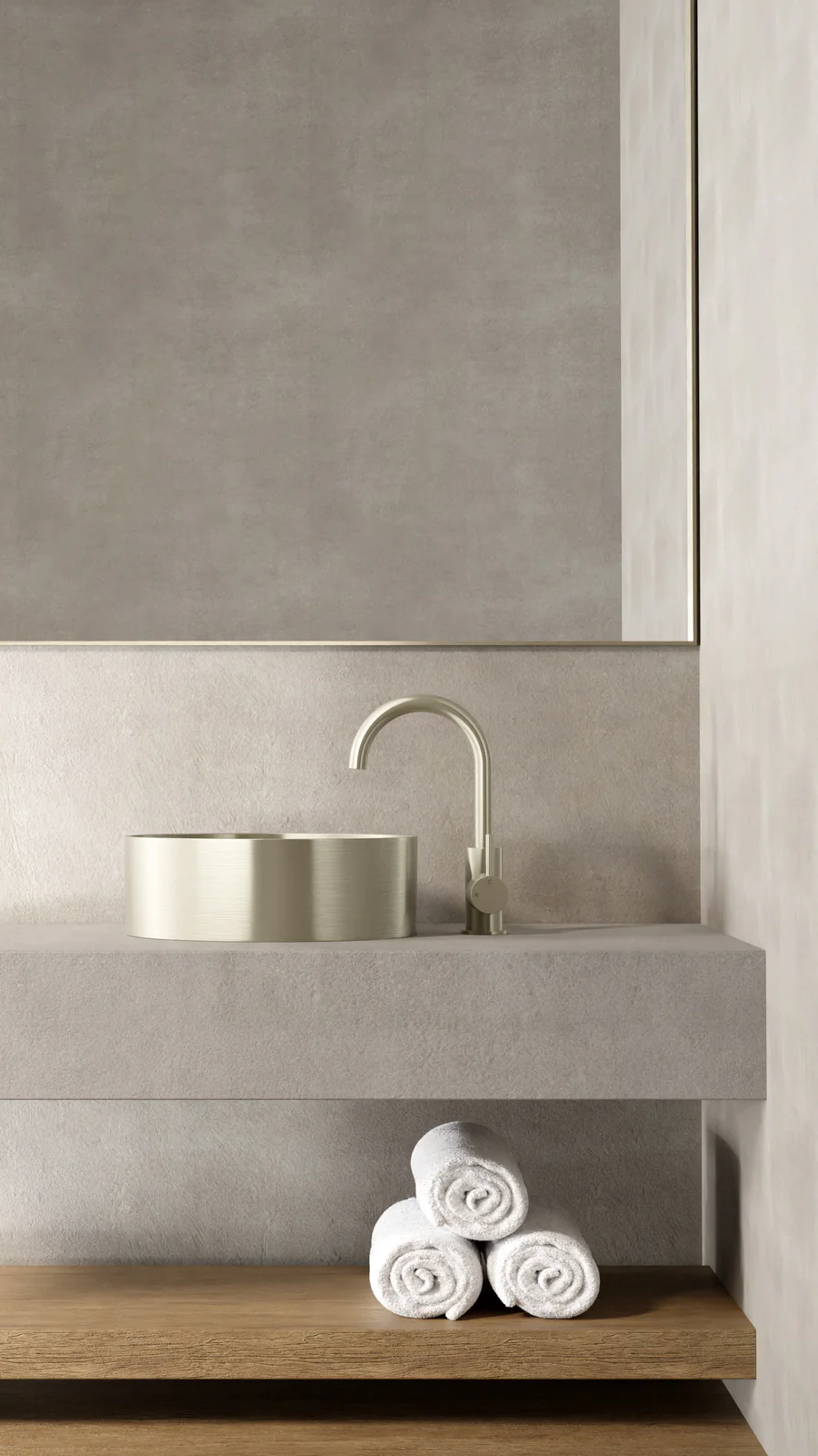 Meir Round Gooseneck Basin Mixer, Brushed Nickel