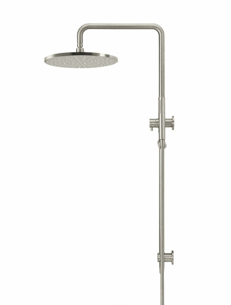 Meir Round Combination Shower Rail, 300mm Rose, Single Function Hand Shower, Brushed Nickel