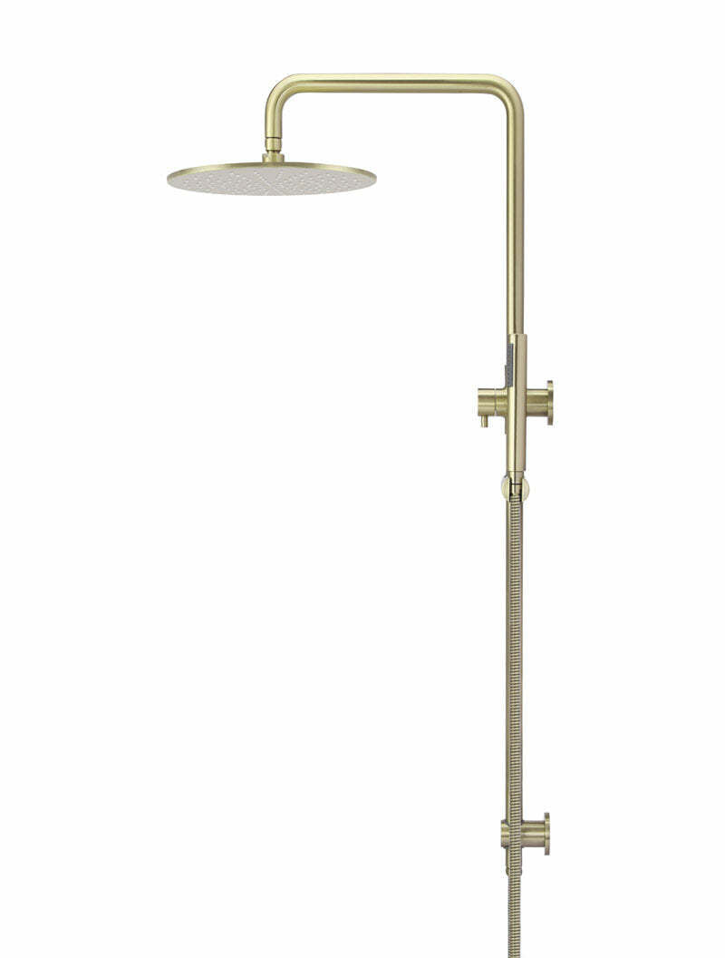 Meir Round Combination Shower Rail, 300mm Rose, Single Function Hand Shower, Tiger Bronze