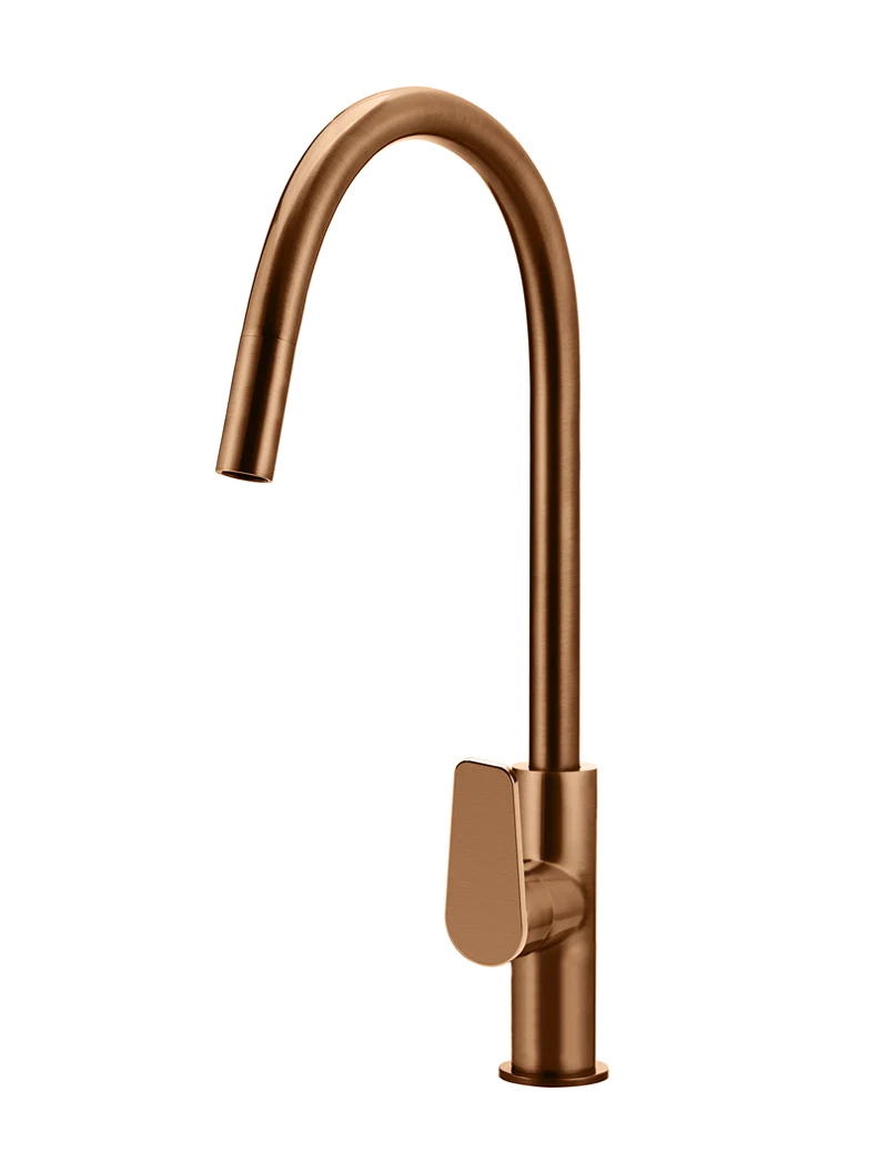 Meir Round Paddle Piccola Pull Out Kitchen Mixer Tap, Lustre Bronze