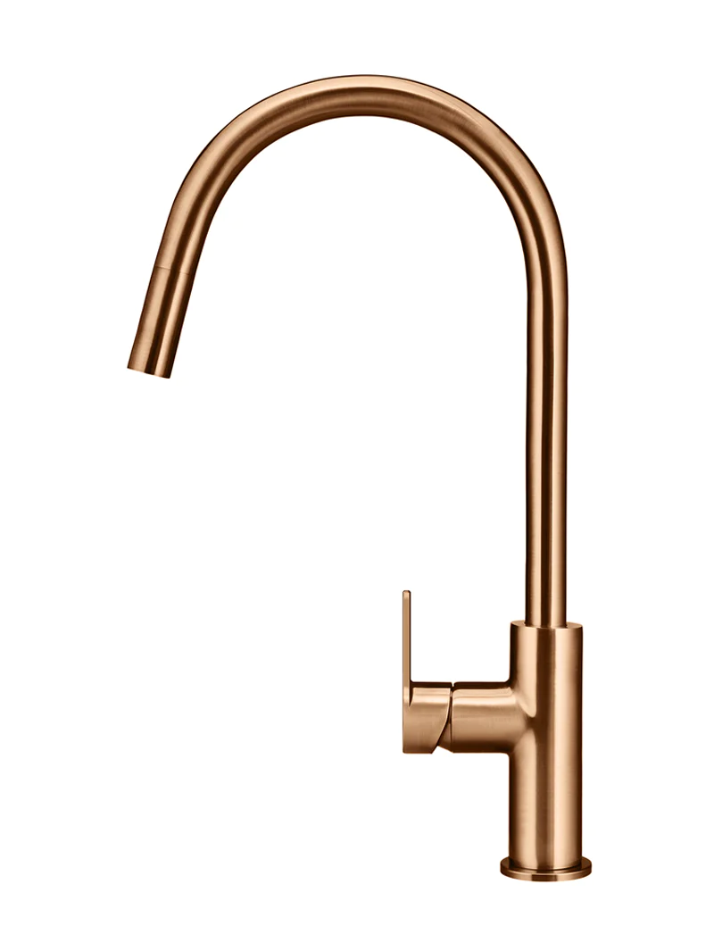 Meir Round Paddle Piccola Pull Out Kitchen Mixer Tap, Lustre Bronze
