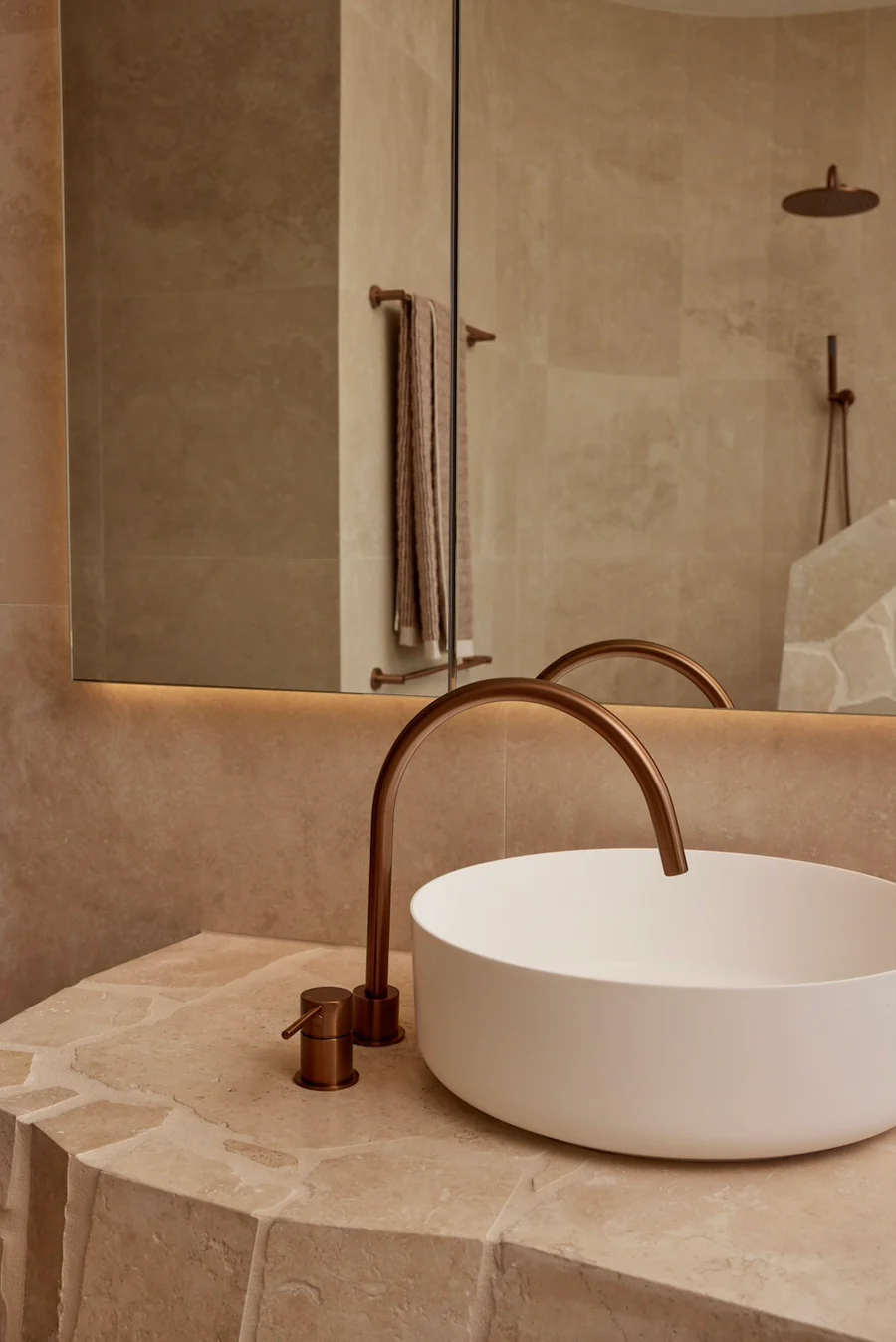 Meir Round Hob Mounted Mixer, Lustre Bronze
