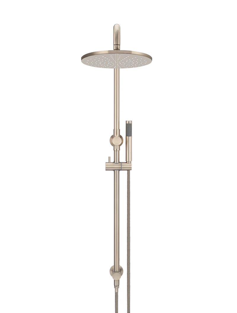 Meir Round Combination Shower Rail, 300mm Rose, Single Function Hand Shower, Champagne