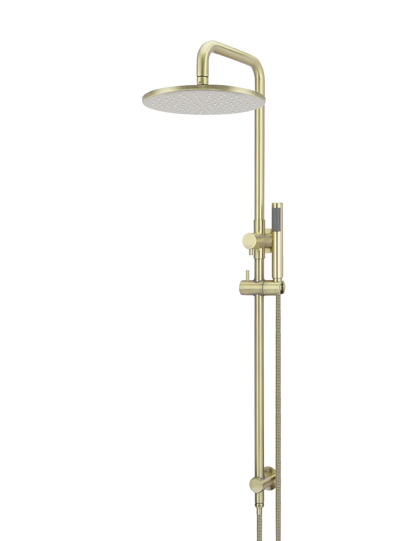 Meir Round Combination Shower Rail, 300mm Rose, Single Function Hand Shower, Tiger Bronze