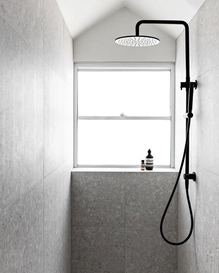 Meir Round Combination Shower Rail, 300mm Rose, Single Function Hand Shower, Matte Black