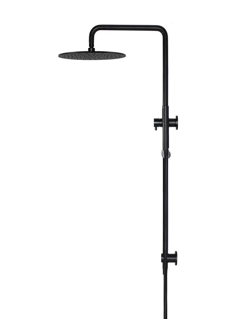 Meir Round Combination Shower Rail, 300mm Rose, Single Function Hand Shower, Matte Black
