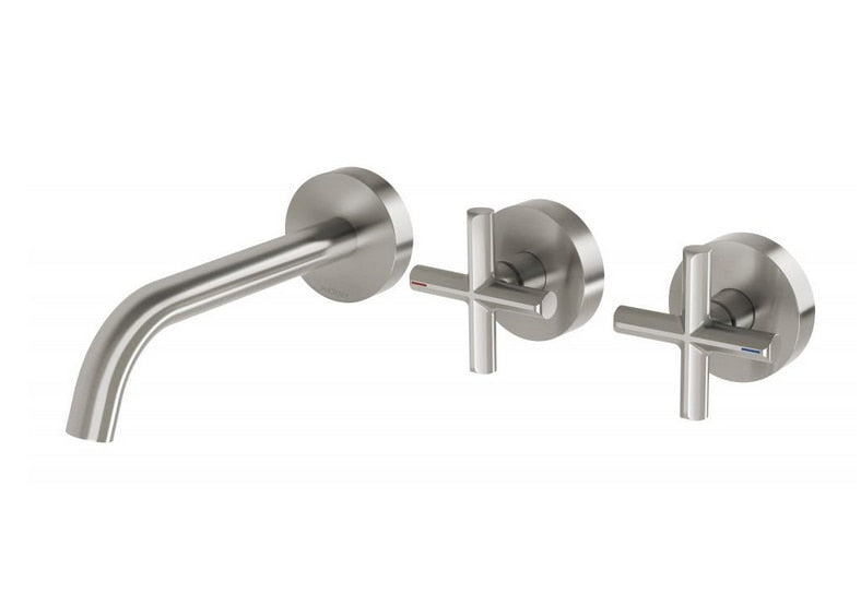 Phoenix Vivid Slimline Plus Wall Basin / Bath Hostess Set 180mm Outlet, Brushed Nickel
