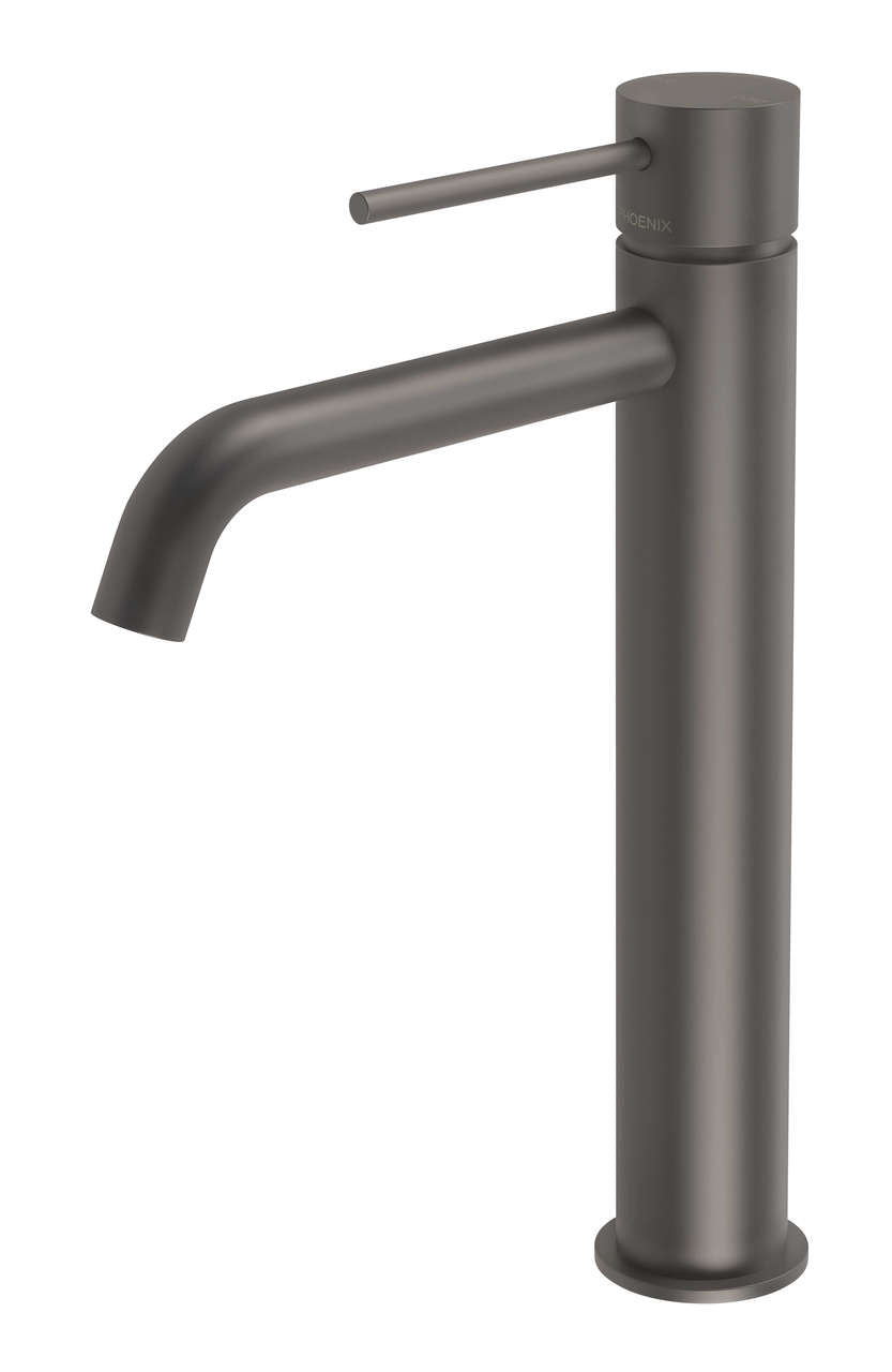 Phoenix Vivid Slimline Vessel Mixer Curved Outlet, Gunmetal