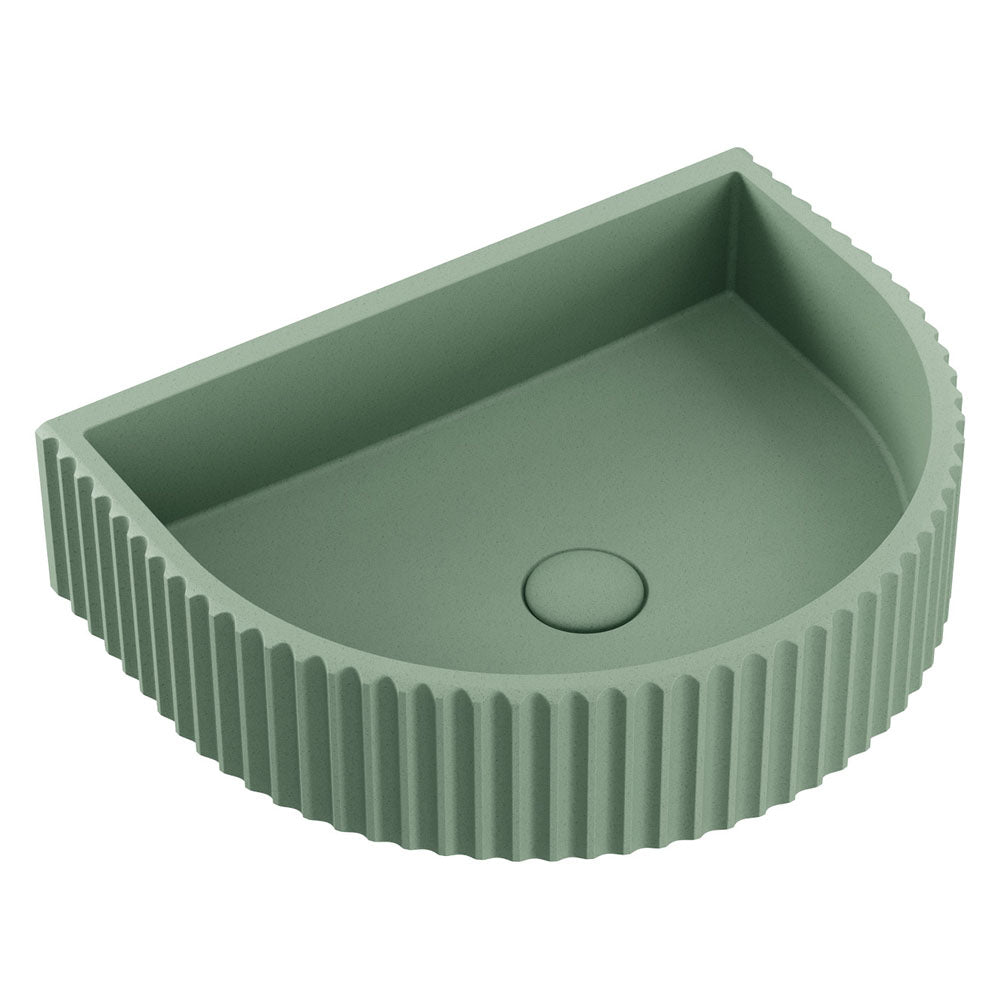 Fienza Valentina Fluted Arch Concrete Wall Hung Basin, Sage