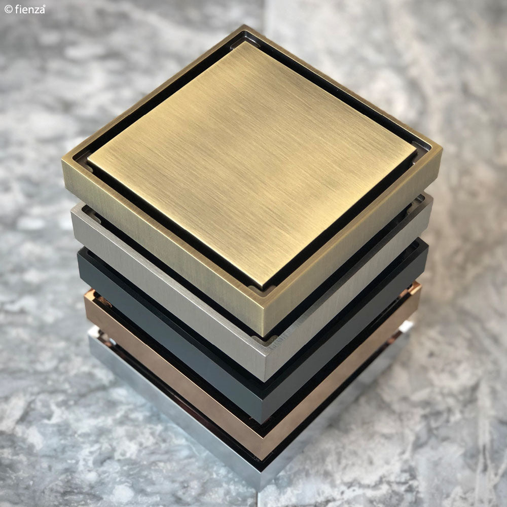 Fienza Floor Waste 100mm Square Tile Insert 88mm Outlet, Matte Black