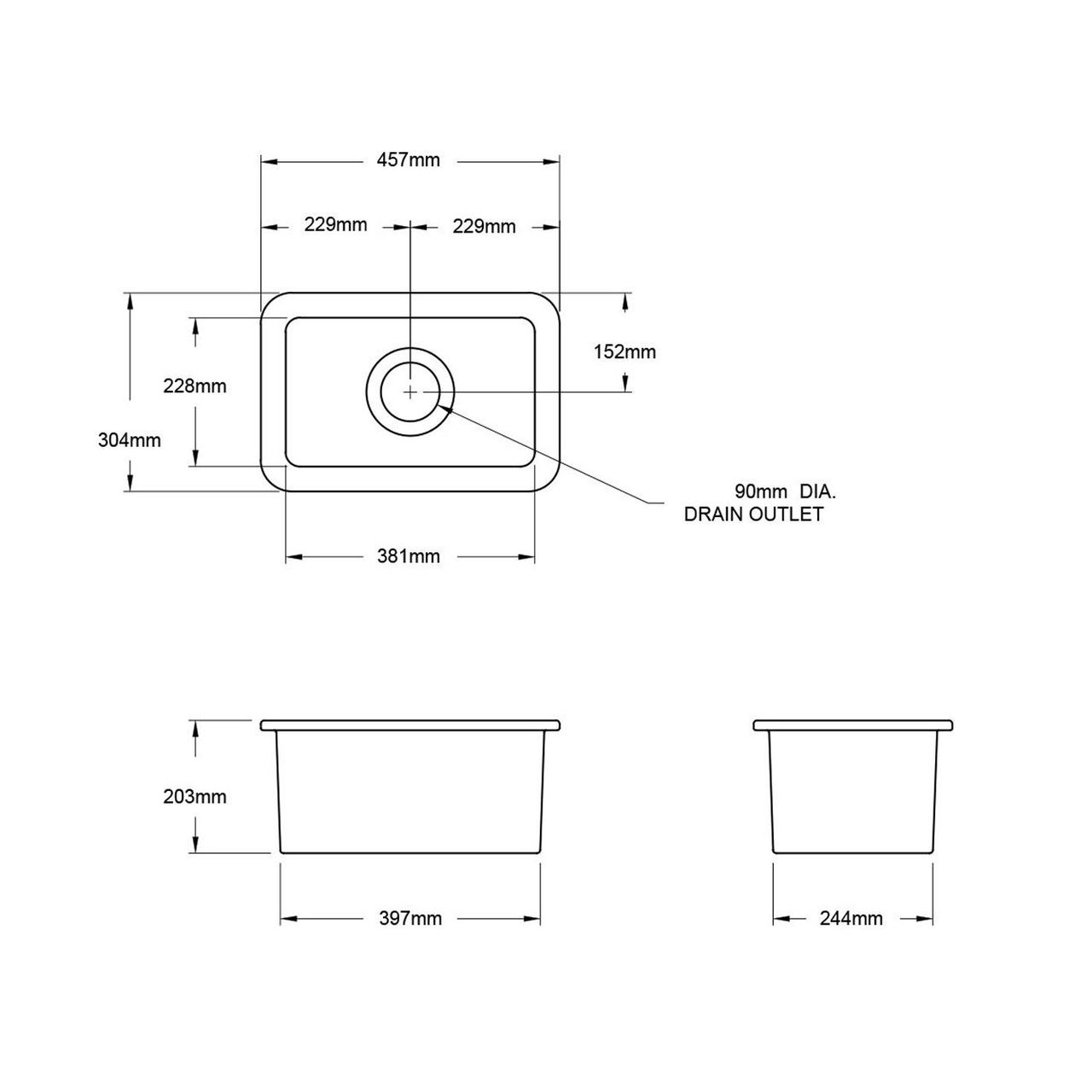 Turner Hastings Cuisine 30x46 Inset / Undermount Fireclay Sink, Gloss White