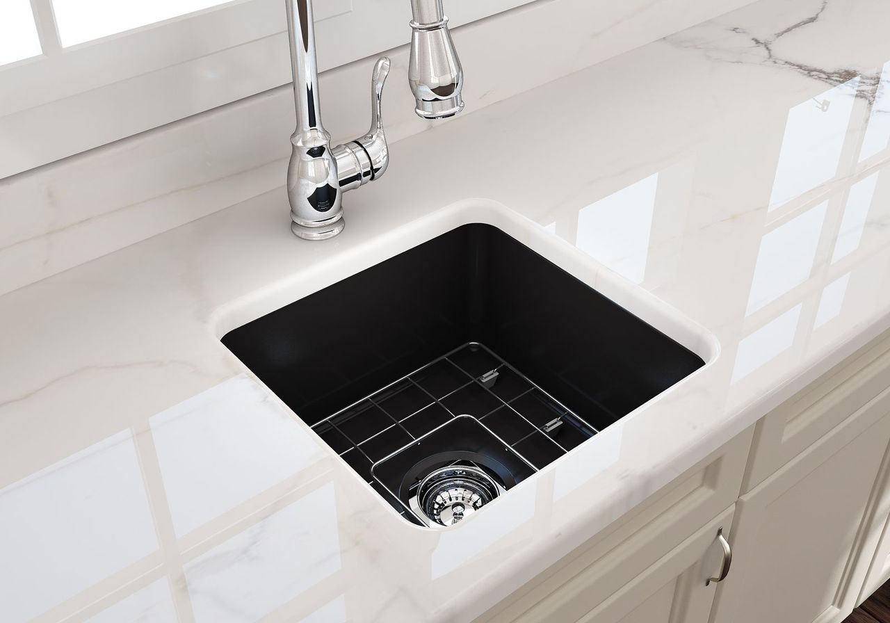 Turner Hastings Cuisine 46x46 Inset / Undermount Fireclay Sink, Matte Black