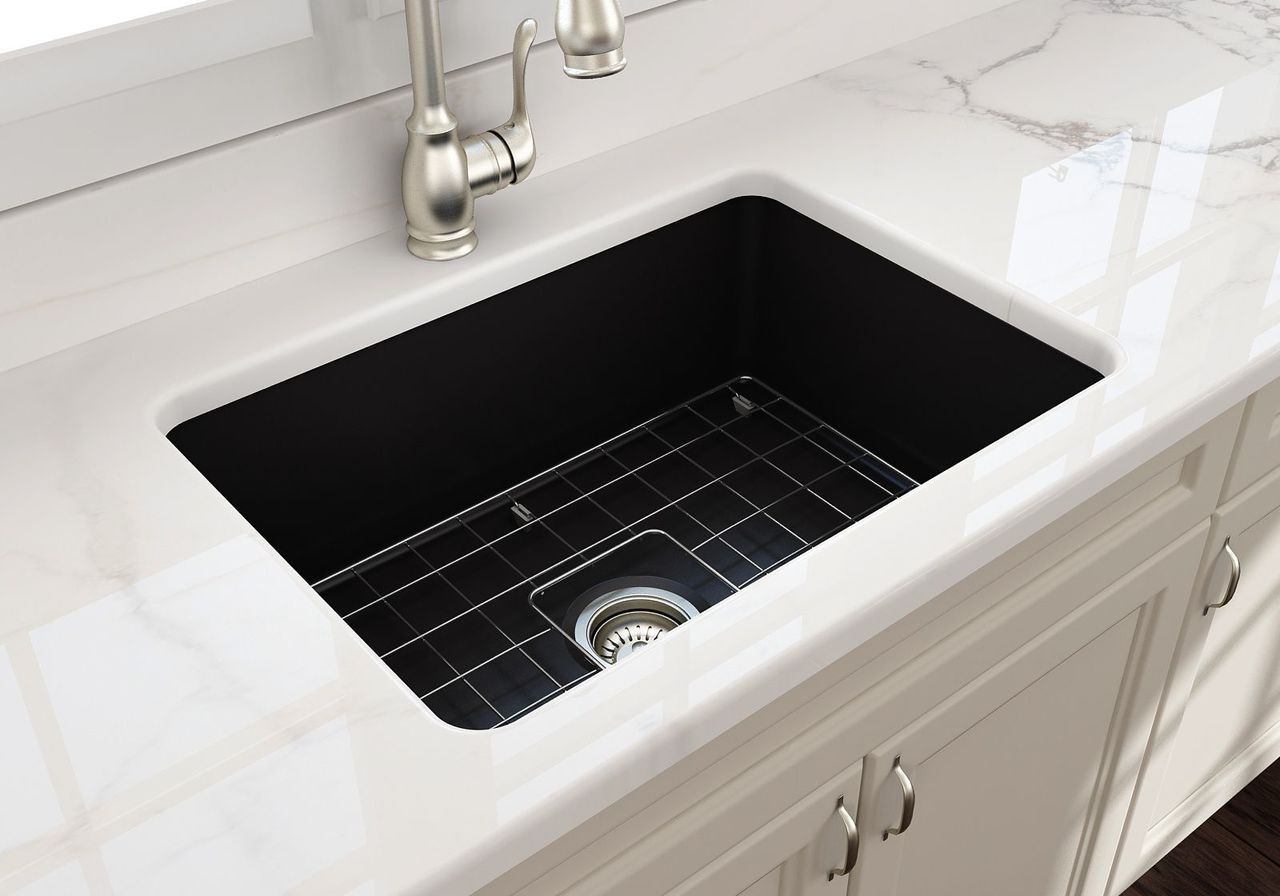 Turner Hastings Cuisine 68x48 Inset / Undermount Fireclay Sink, Matte Black