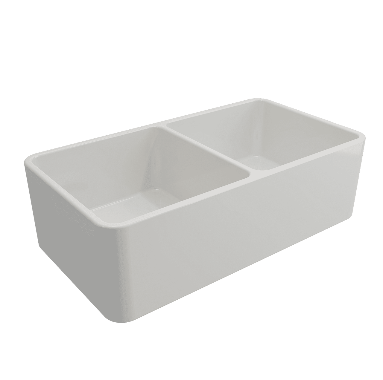 Turner Hastings Novi 85x46 Double Bowl Fireclay Butler Sink, Gloss White