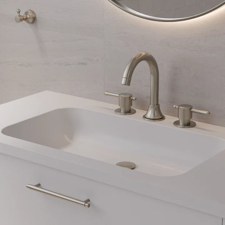 Meir Harrington Three Hole Basin Set with Lever Handle Brushed Nickel