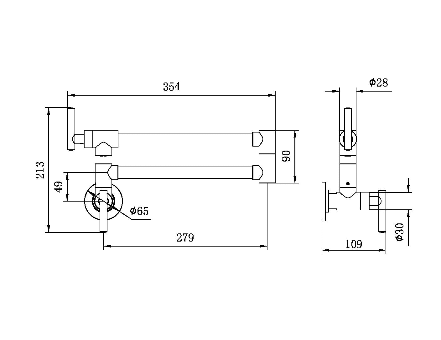 Zen 316L Stainless Steel Pot Filler Brushed Gold