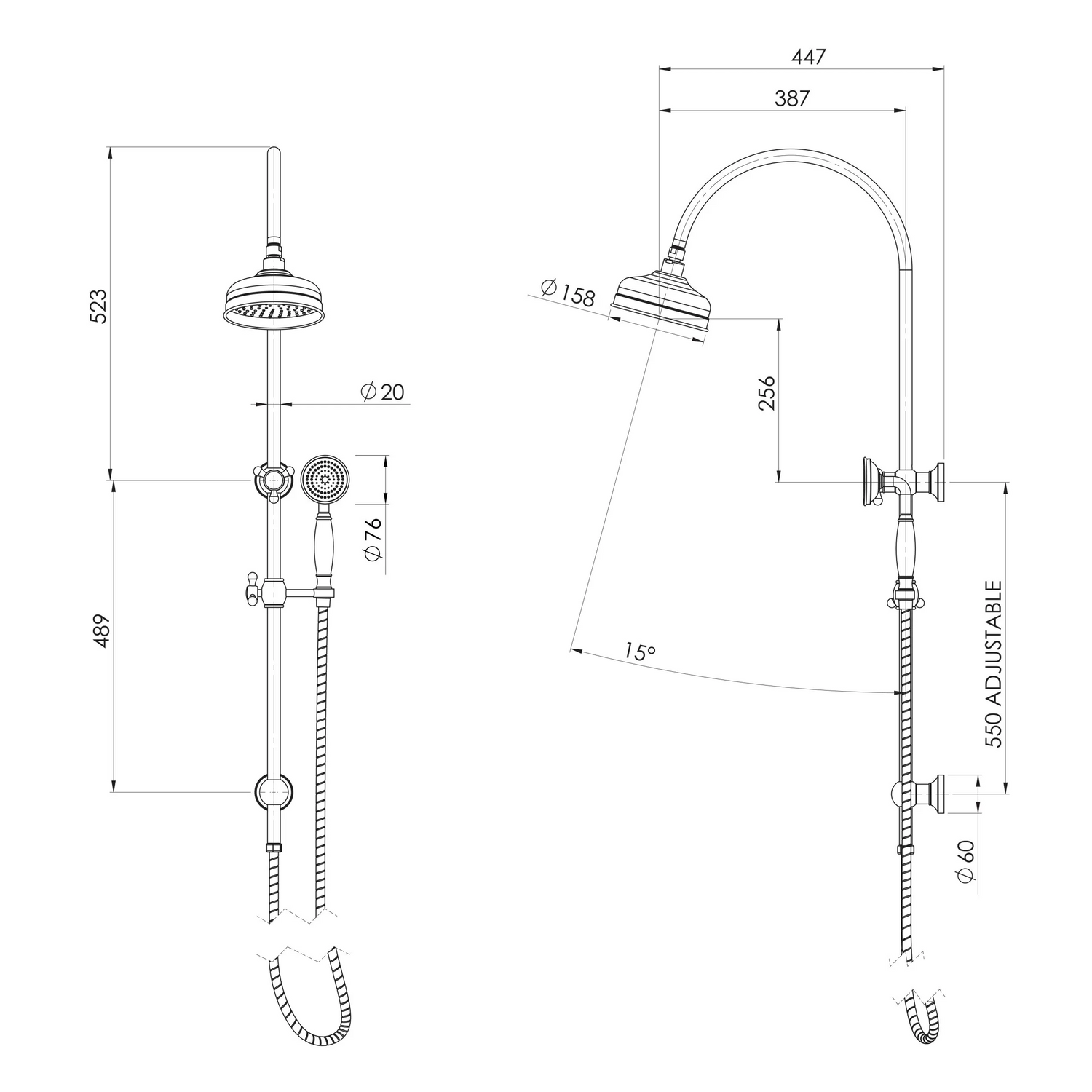 Phoenix Cromford Twin Shower, Brushed Nickel