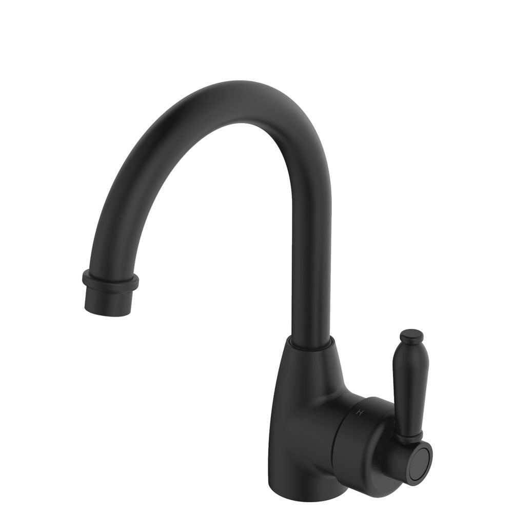 Fienza Eleanor Gooseneck Basin Mixer Matte Black