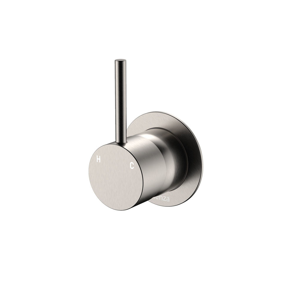 Fienza Kaya Up Wall Mixer Small Round Plate Brushed Nickel