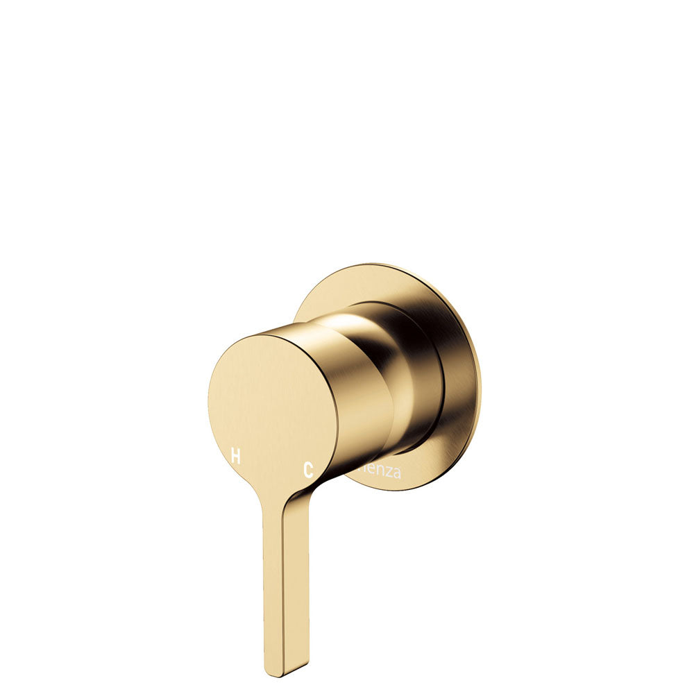 Fienza Sansa Wall Mixer Small Round Plate Urban Brass