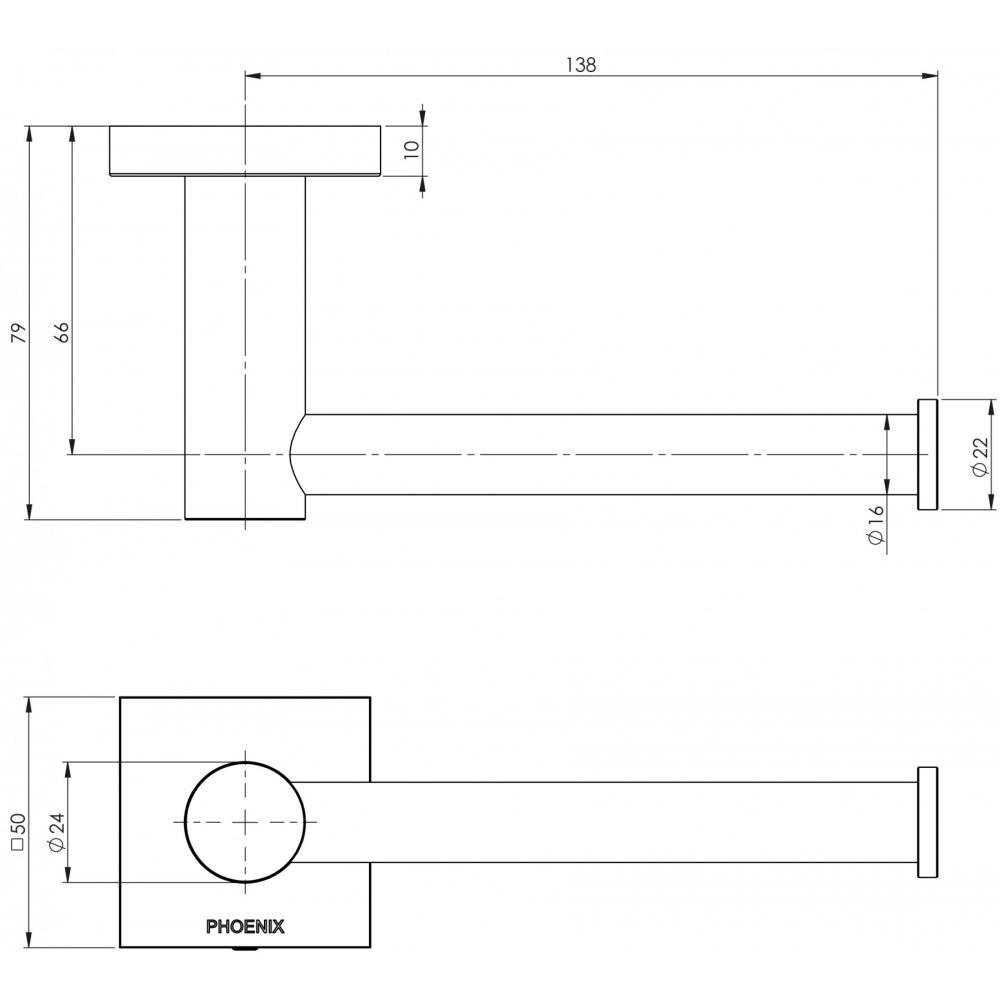 Phoenix Radii Toilet Roll Holder Square Plate - Brushed Nickel