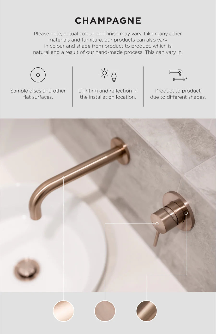 Meir Round Wall Shower Curved Arm 400mm, Champagne