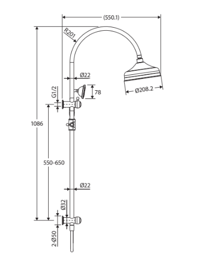 Fienza Lillian Twin Shower, Chrome