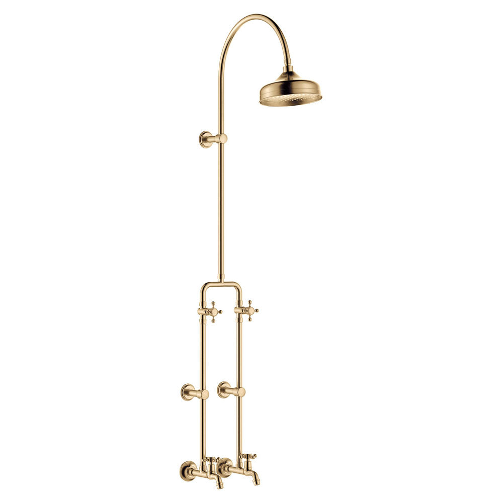 Fienza Lillian Exposed Shower and Bath Set with Cross Handles, Urban Brass