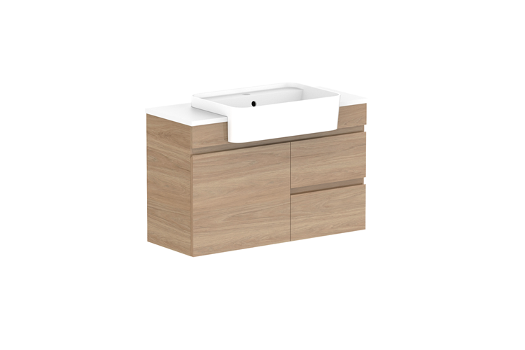 ADP Glacier Lite Semi Recessed Door & Drawer Twin Vanity