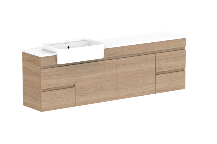 ADP Glacier Lite Semi Recessed Door & Drawer Twin Vanity