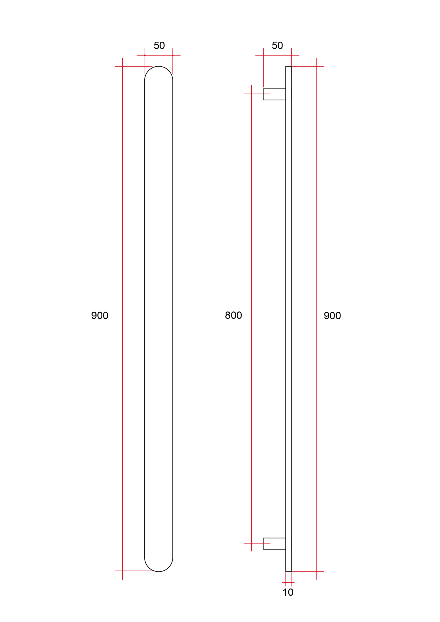Thermogroup Thermorail Vertical Flat Pill 12Volt Heated Towel Rail, Brushed Brass