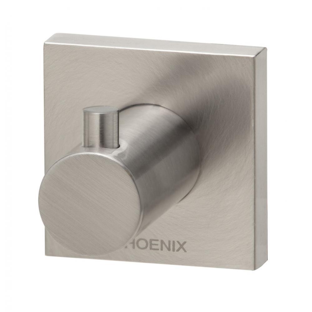 Phoenix Radii Robe Hook Square Plate - Brushed Nickel