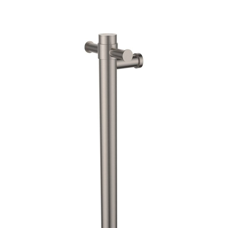 Fienza Isabella Vertical Heated Towel Rail 1 Bar with Optional Hook, Brushed Nickel