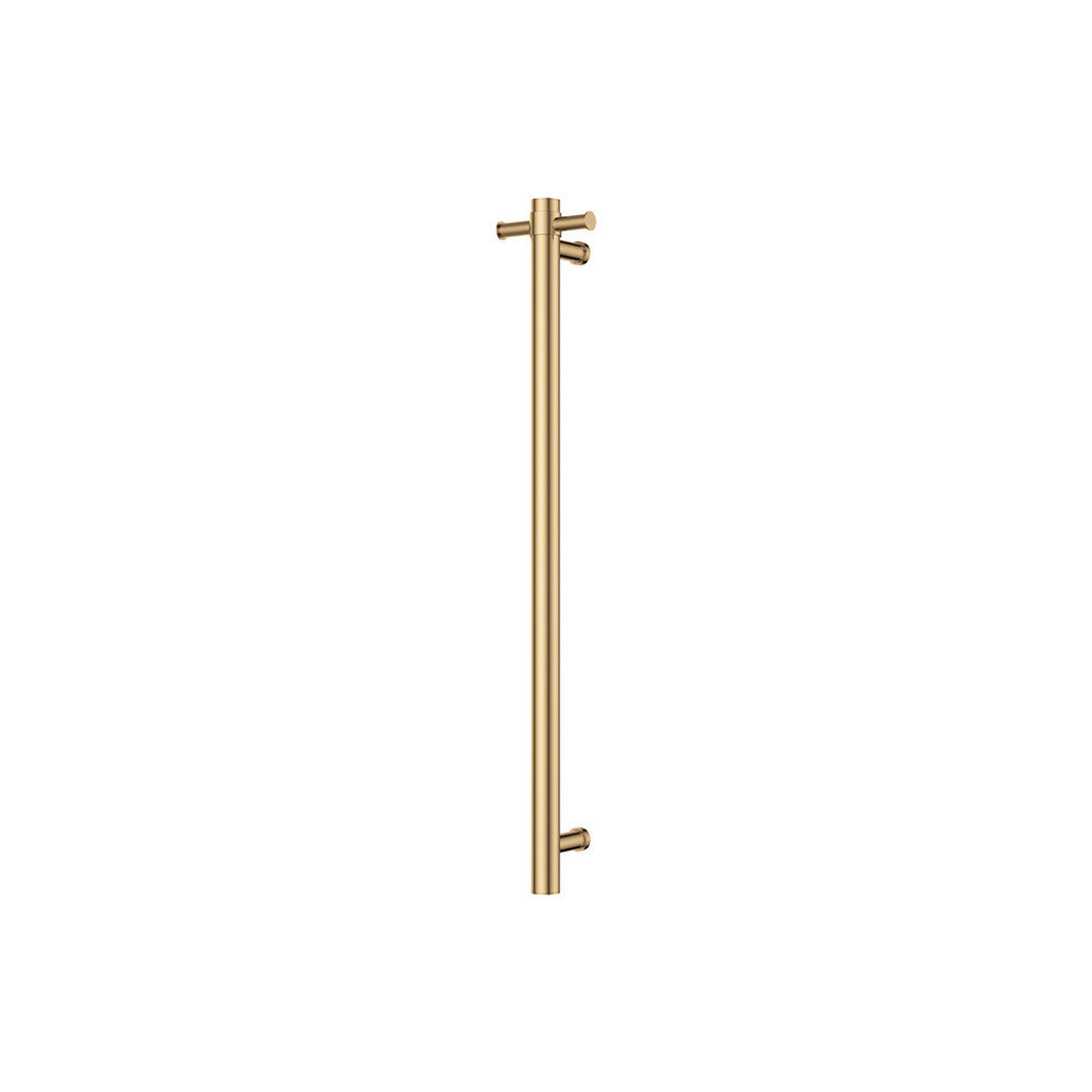 Fienza Isabella Vertical Heated Towel Rail 1 Bar with Optional Hook, Urban Brass