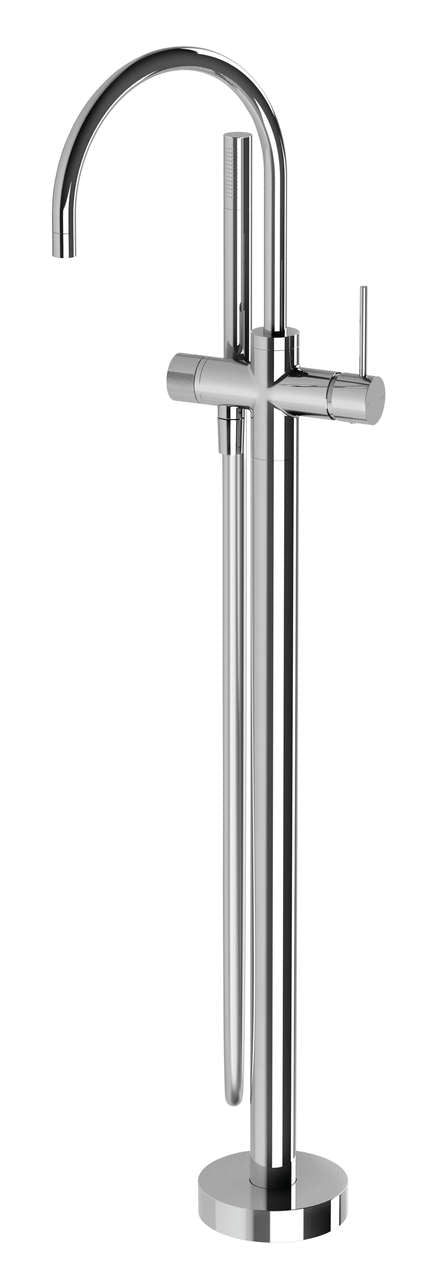 Phoenix Vivid Slimline Floor Mounted Bath Mixer with Hand Shower - Chrome