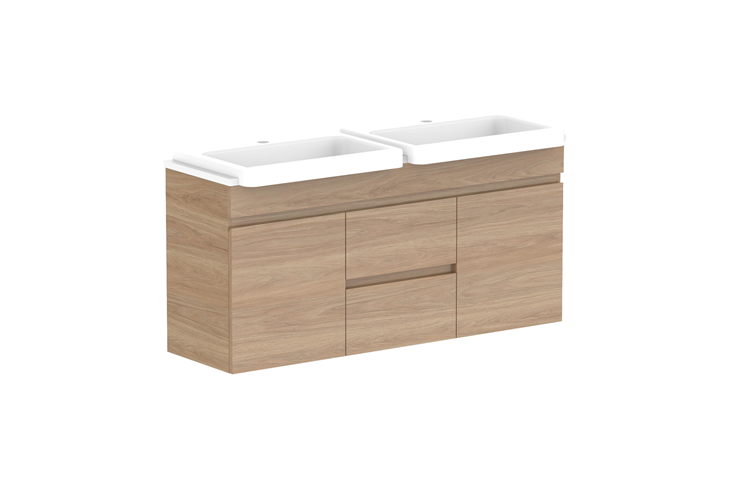 ADP Glacier Lite Semi Recessed Door & Drawer Twin Vanity